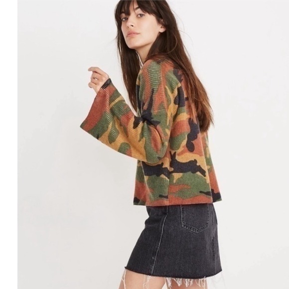 Madewell Merino Wool Camo Wide Sleeve Sweater J9840 XXS New With Tags - Picture 2 of 7